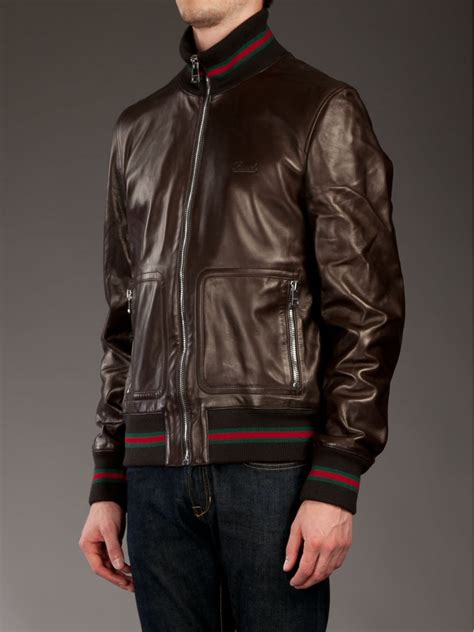 mens gucci leather jacket|Gucci jacket men's cheap.